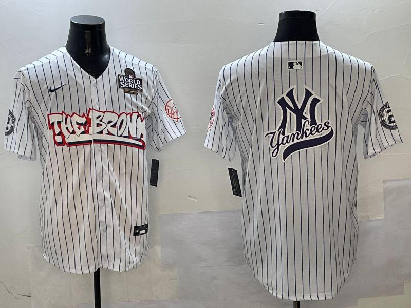 Men New York Yankees Blank White Stripe four generations Joint Name 2025 Nike MLB Jersey style 18->new york yankees->MLB Jersey